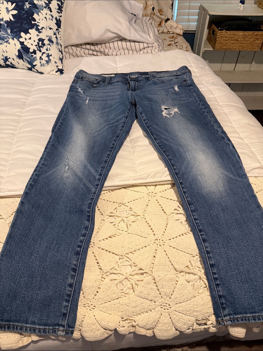 GAP Women's Medium Blue Distressed Boot Cut Jeans